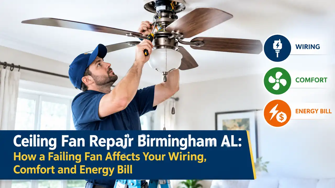 Ceiling Fan Repair Birmingham AL How a Failing Fan Affects Your Wiring, Comfort and Energy Bill