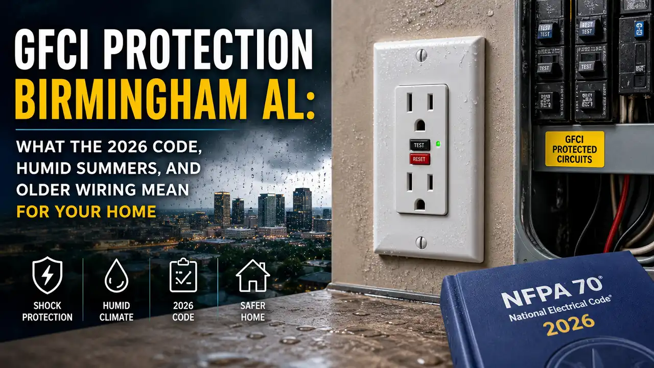 GFCI Protection Birmingham AL What the 2026 Code, Humid Summers, and Older Wiring Mean for Your Home